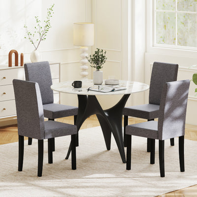 Set of 2 Dining Chair Mid-Century Modern Fabric Upholstered Parson Chairs-Dark Gray