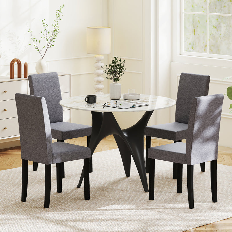 Set of 2 Dining Chair Mid-Century Modern Fabric Upholstered Parson Chairs-Dark Gray