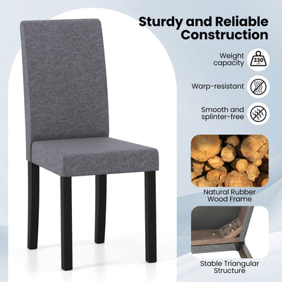 Set of 2 Dining Chair Mid-Century Modern Fabric Upholstered Parson Chairs-Dark Gray