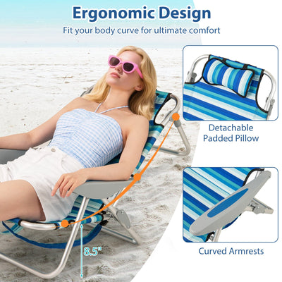 Set of 2 Folding Beach Chair for Adults with 4-Position Adjustable Backrest