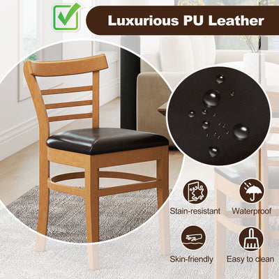 Set of 2 Wooden Dining Chair with Rubber Wood Legs for Restaurant-Brown