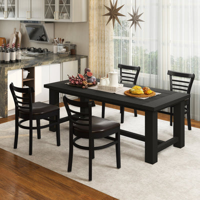 Set of 2 Wooden Dining Chair with Rubber Wood Legs for Restaurant-Black