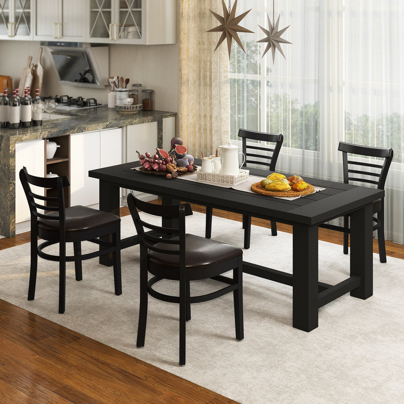Set of 2 Wooden Dining Chair with Rubber Wood Legs for Restaurant-Black