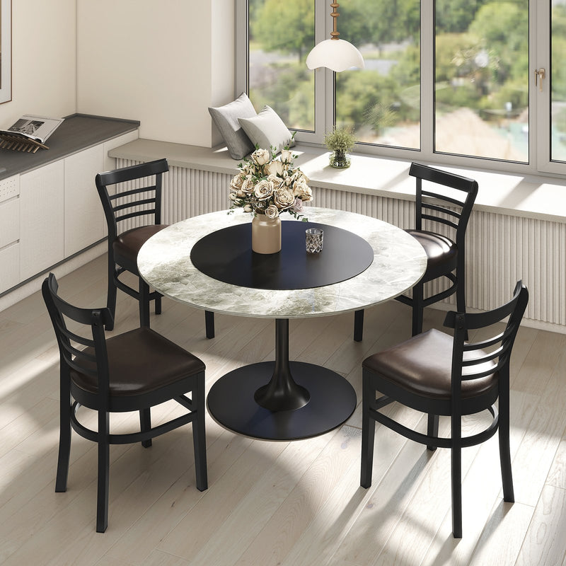 Set of 2 Wooden Dining Chair with Rubber Wood Legs for Restaurant-Black