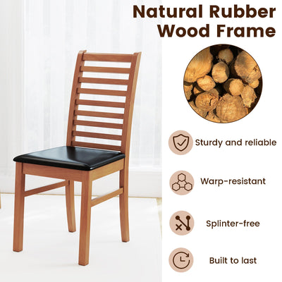 Set of 2 Wooden Dining Chair with Rubber Wood Legs for Living Room-Brown