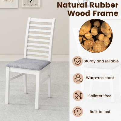 Set of 2 Wooden Dining Chair with Rubber Wood Legs for Living Room-White