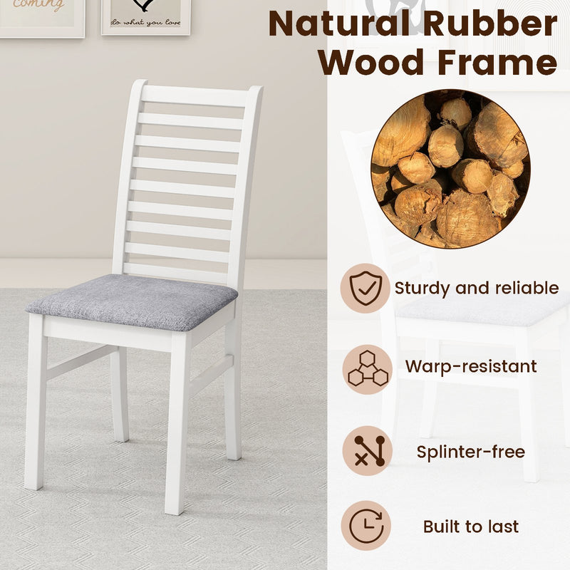 Set of 2 Wooden Dining Chair with Rubber Wood Legs for Living Room-White