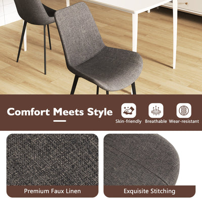 Set of 4 Dining Chair Upholstered with Metal Legs and Padded Backs-Gray