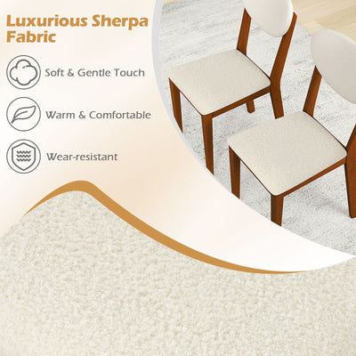 Sherpa Dining Chairs Set of 4 with Rubber Wood Legs for Dining Room-Walnut
