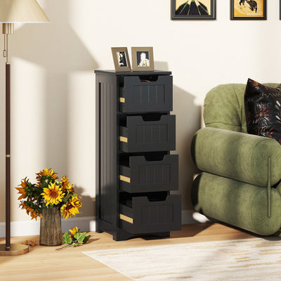 Free-Standing Side Storage Organizer with 4 Drawers-Black