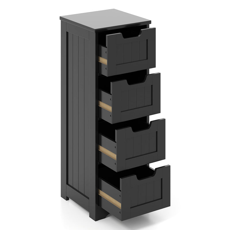Free-Standing Side Storage Organizer with 4 Drawers-Black