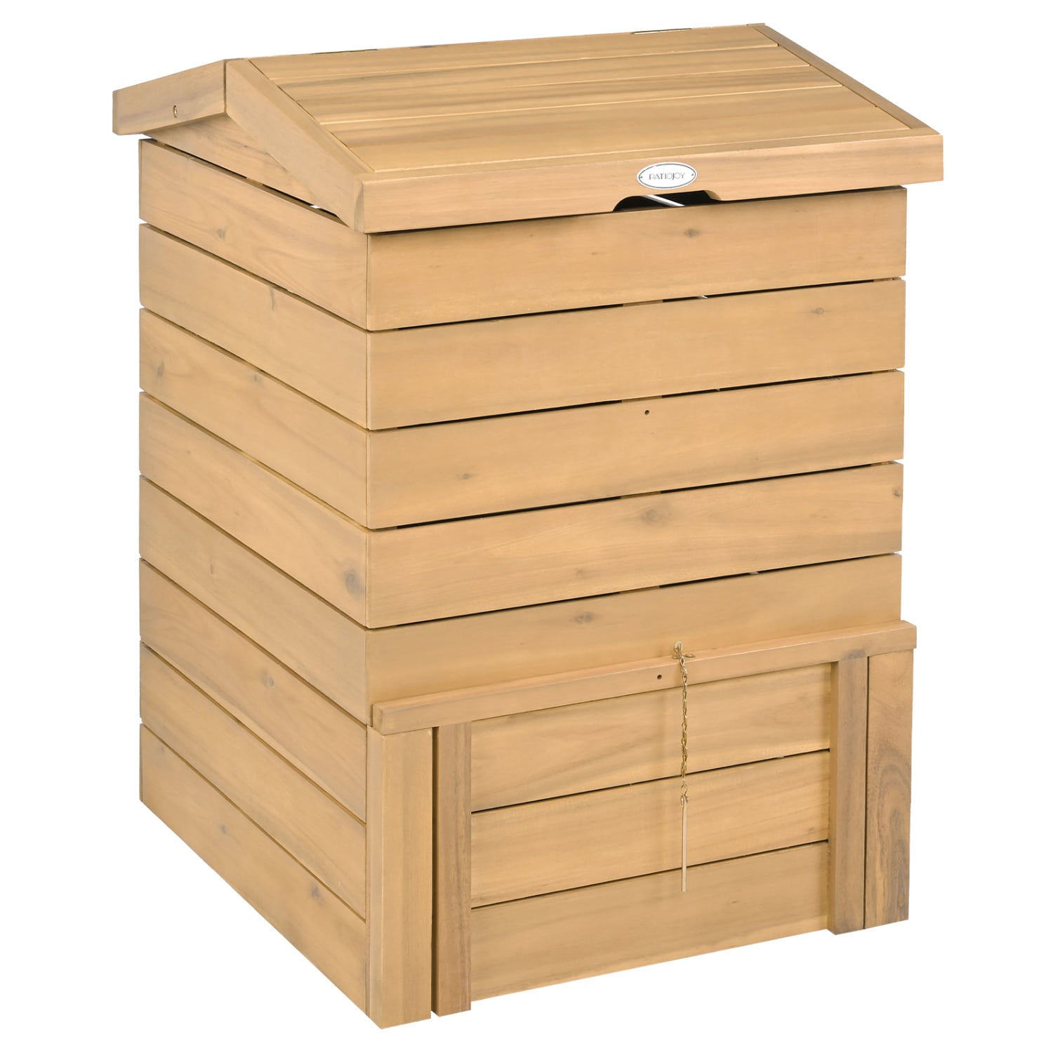 Solid Wood Compost Bin with Lockable Sliding Door and Flip-top Opening