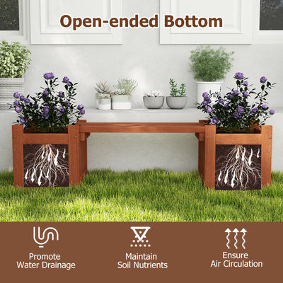 Solid Wood Flower Box Mini Outdoor Planter Boxes with Bench