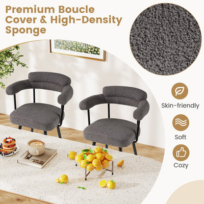 Swivel Bar Stool Set of 2 Counter Height Chairs with Curved Back and Arms-Grey