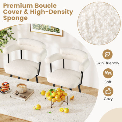 Swivel Bar Stool Set of 2 Counter Height Chairs with Curved Back and Arms-White
