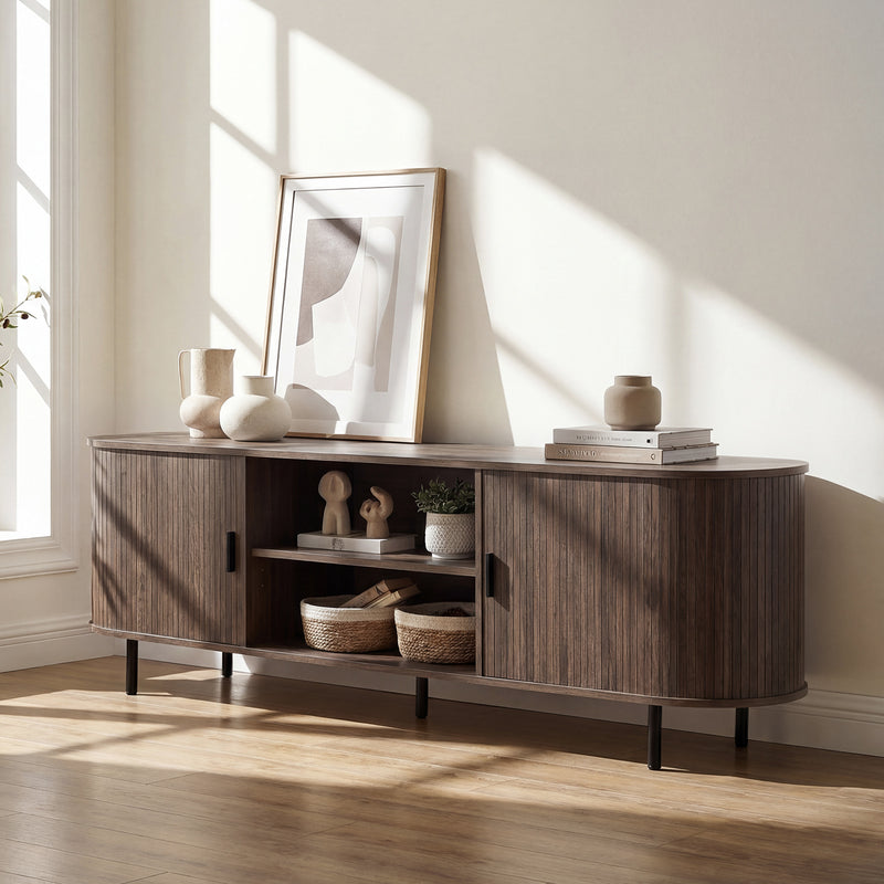 TV Stand for 80 Inch TVs Mid Century Modern Entertainment Center with ...