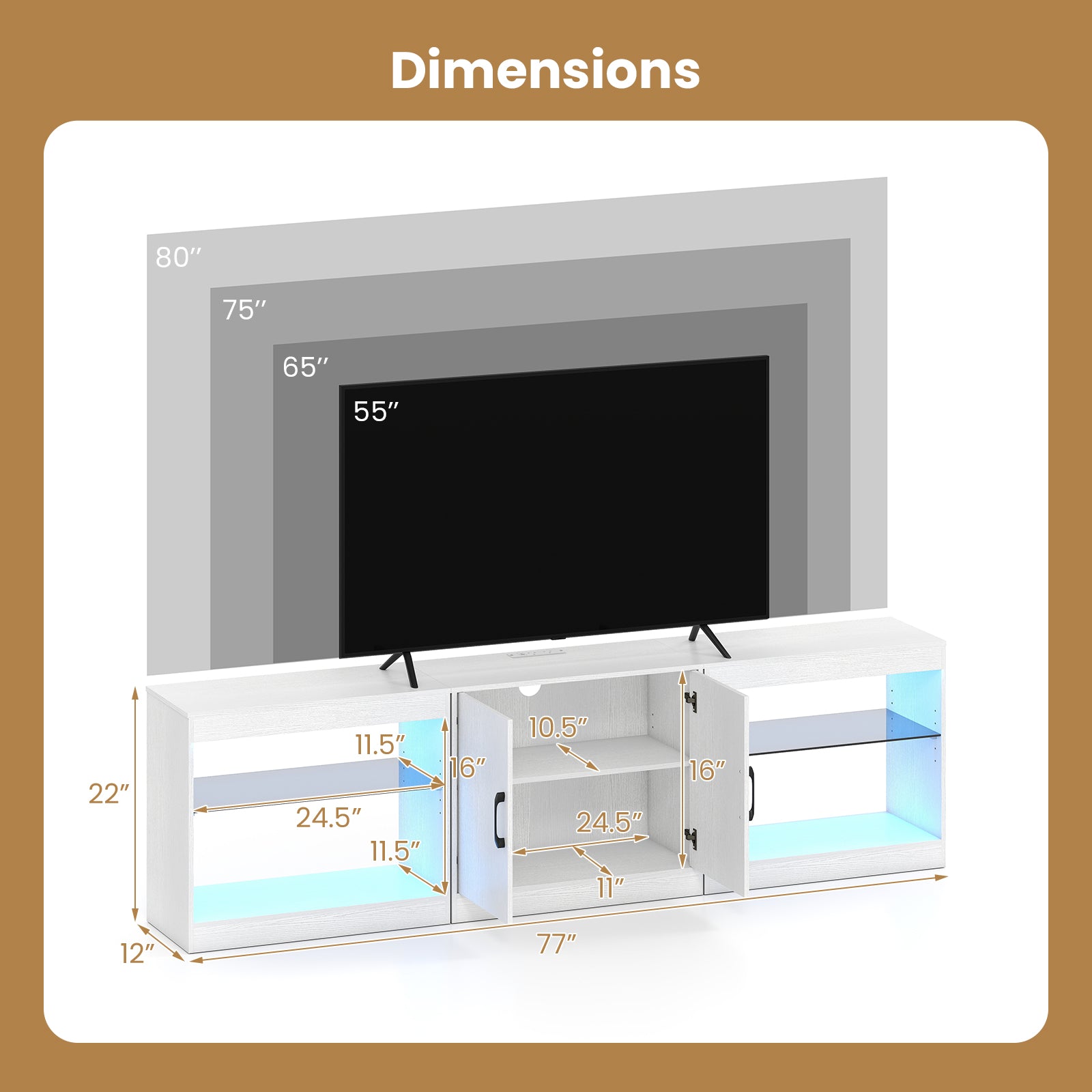 TV Stand for TVs up to 85 Inches LED Entertainment Center with Power O