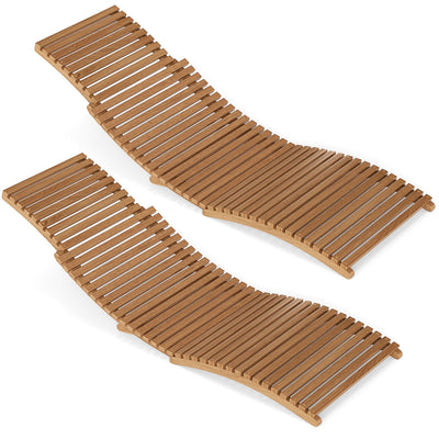 Teak Wood Patio Folding Chaise Lounge Chair with Slatted Seat-1