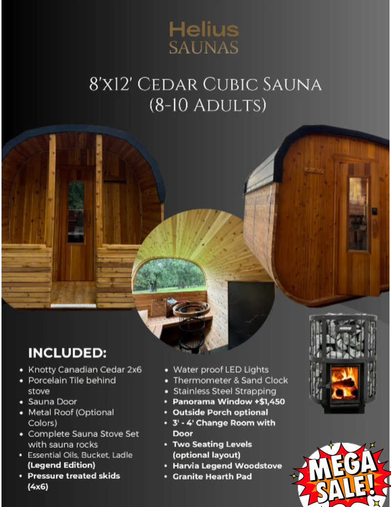 8XI2‘ CEDAR CUBIC SAUNA(8-10 ADULTS)