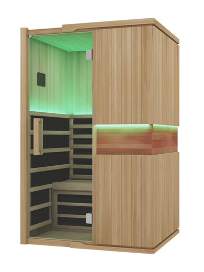 PREORDER - Blisspod, Milano, Full Spectrum Sauna Canadian Hemlock Ultra Low EMF, 6 Far Infrared & Red Glass Heater & Chromotherapy, 2 Person