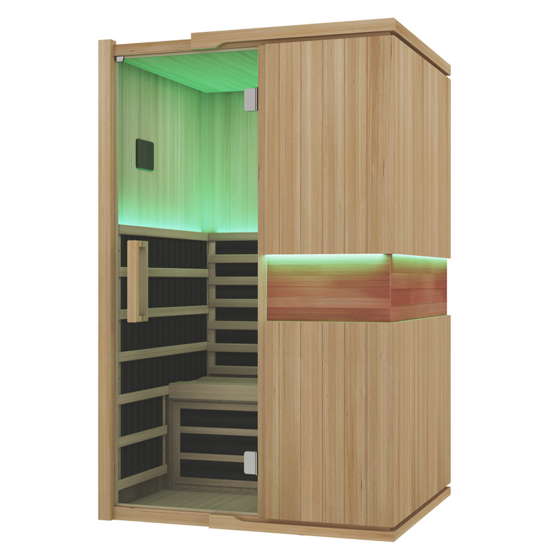 PREORDER - Blisspod, Milano, Full Spectrum Sauna Canadian Hemlock Ultra Low EMF, 6 Far Infrared & Red Glass Heater & Chromotherapy, 2 Person