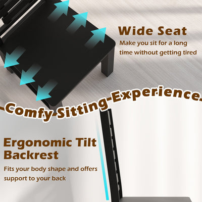 Wooden Dining Chair Set of 2 Solid Rubber Wood Kitchen Chairs-Black