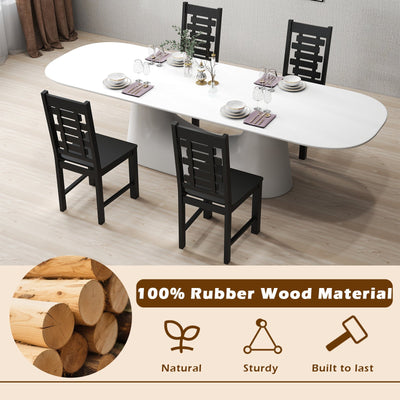 Wooden Dining Chair Set of 2 Solid Rubber Wood Kitchen Chairs-Black