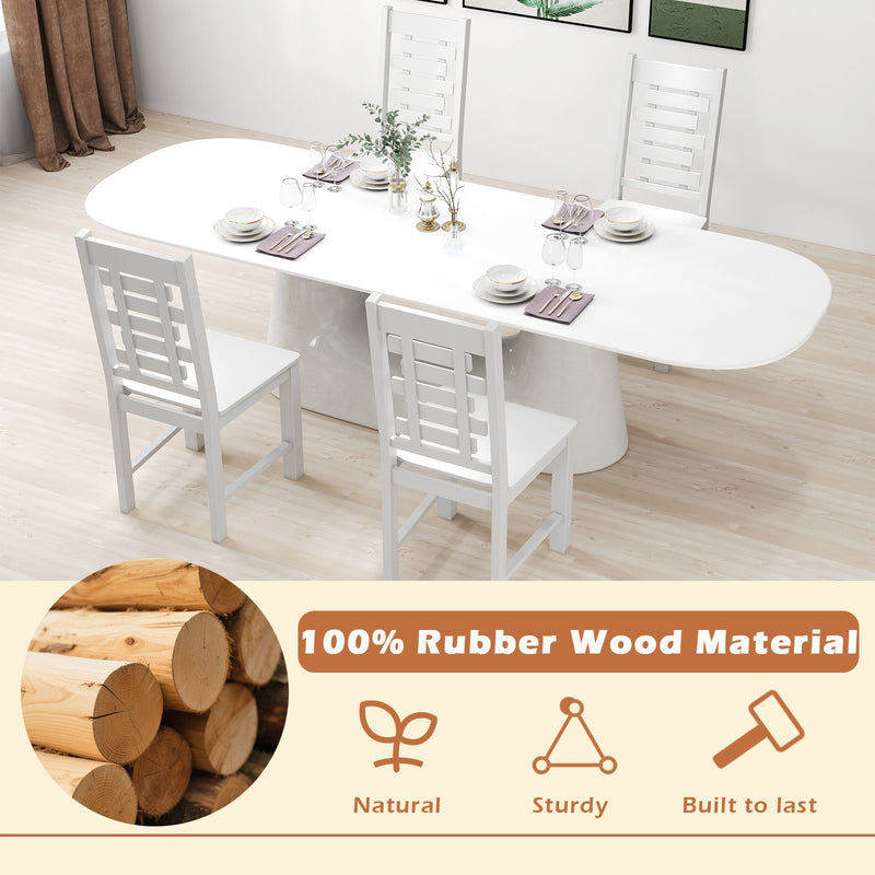 Wooden Dining Chair Set of 2 Solid Rubber Wood Kitchen Chairs-White