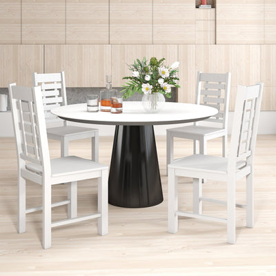 Wooden Dining Chair Set of 2 Solid Rubber Wood Kitchen Chairs-White
