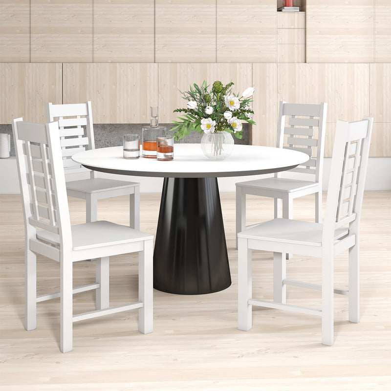 Wooden Dining Chair Set of 2 Solid Rubber Wood Kitchen Chairs-White
