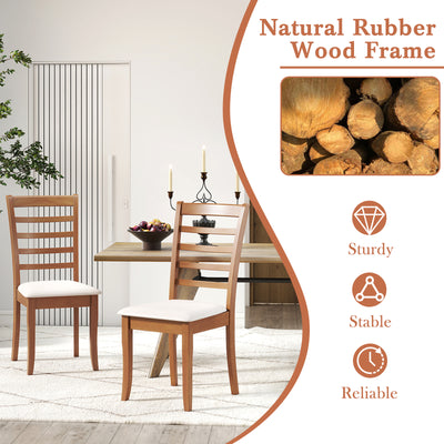 Wooden Dining Chair Set of 2 Modern Upholstered Kitchen Chair-Beige