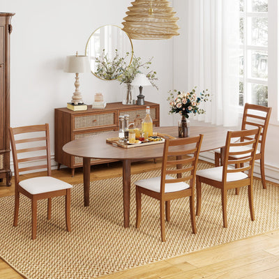 Wooden Dining Chair Set of 2 Modern Upholstered Kitchen Chair-Beige