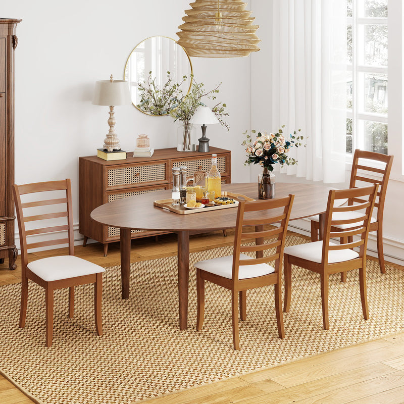 Wooden Dining Chair Set of 2 Modern Upholstered Kitchen Chair-Beige