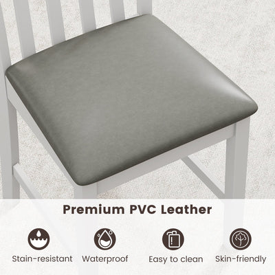 Wooden Dining Chair Set of 2 with Rubber Wood Frame and Padded Seat-White