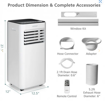 *8000 BTU(Ashrae) Portable Air Conditioner with Fan