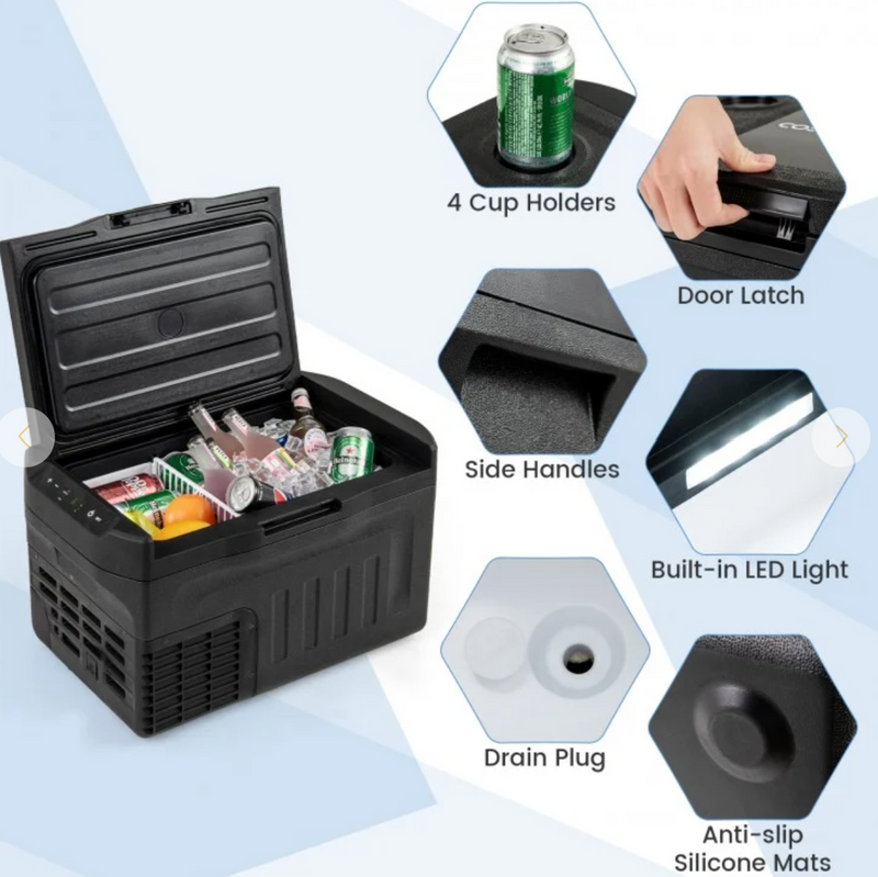 *12 Volt Car Refrigerator with Adjustable Range and Divider for Camping RV Travel Fishing Home