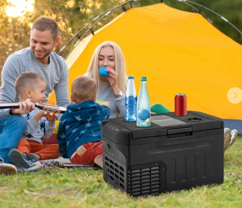 *12 Volt Car Refrigerator with Adjustable Range and Divider for Camping RV Travel Fishing Home