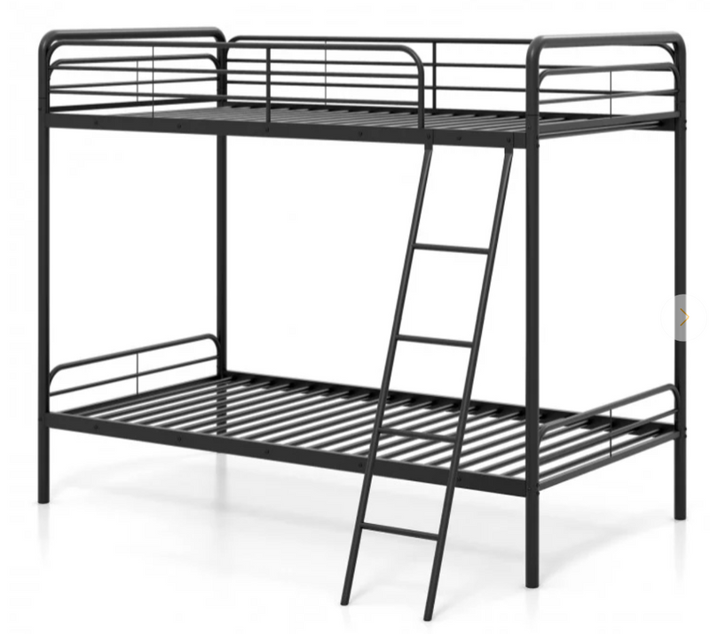 *Heavy Duty Metal Bunk Bed with Ladder and Safety Guardrails