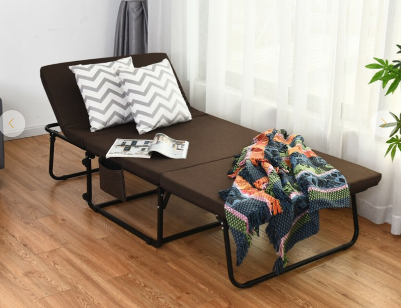 *Folding Guest Sleeper Bed with 6 Adjustable Positions - Brown