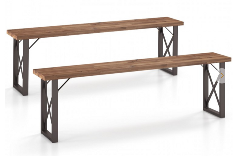 *Outdoor Picnic Bench Set Solid Acacia Wood Patio Rectangular Benches