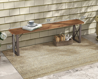 *Outdoor Picnic Bench Set Solid Acacia Wood Patio Rectangular Benches