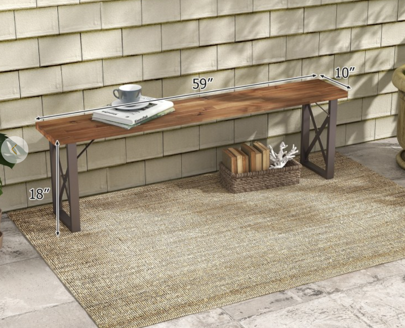 *Outdoor Picnic Bench Set Solid Acacia Wood Patio Rectangular Benches