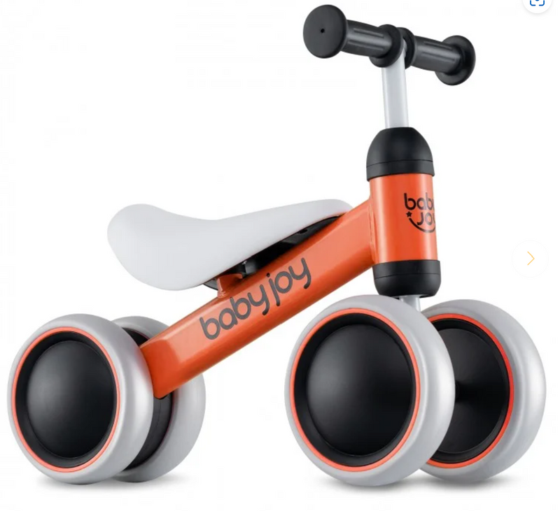 backordered - *Baby Balance Bike for 2 Years Old Boys Girls No Pedal 4 Wheels - Orange