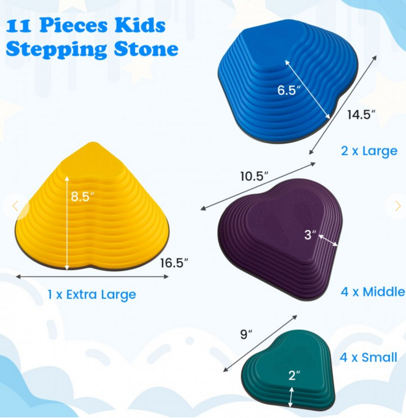 11 Pieces Kids Stepping Stones Stackable Balance Blocks Indoor Outdoor