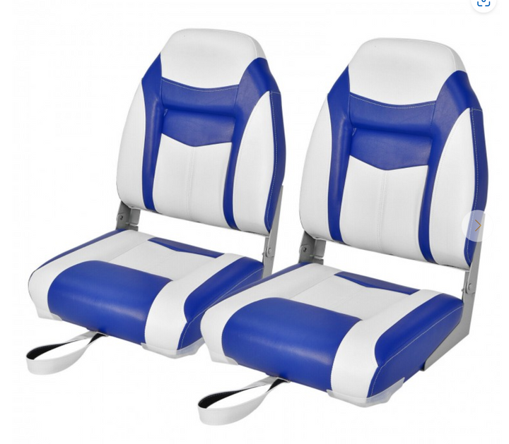 *2 Pieces High Back Folding Boat Seat Set with Sponge Cushion - Relaxacare