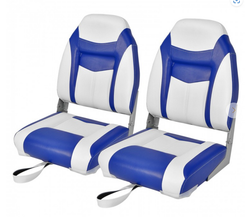 *2 Pieces High Back Folding Boat Seat Set with Sponge Cushion