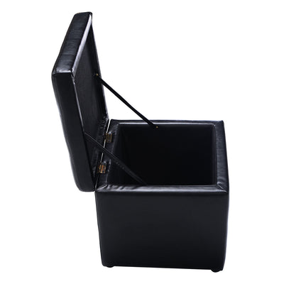 Foldable Cube Ottoman Pouffe Storage Seat-Black