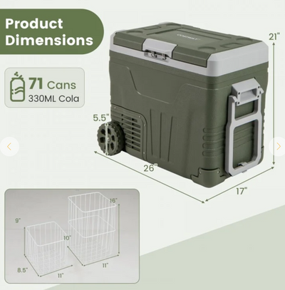 *12 Volt Car Refrigerator Portable Car Fridge with Adjustable Range - L