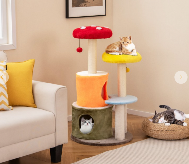 *43 Inch Tall Cat Tree Cute with 2 Condos and Padded Platforms
