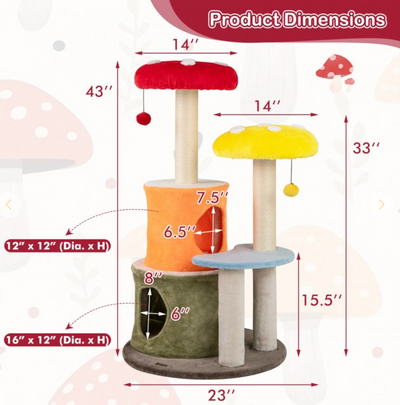 *43 Inch Tall Cat Tree Cute with 2 Condos and Padded Platforms